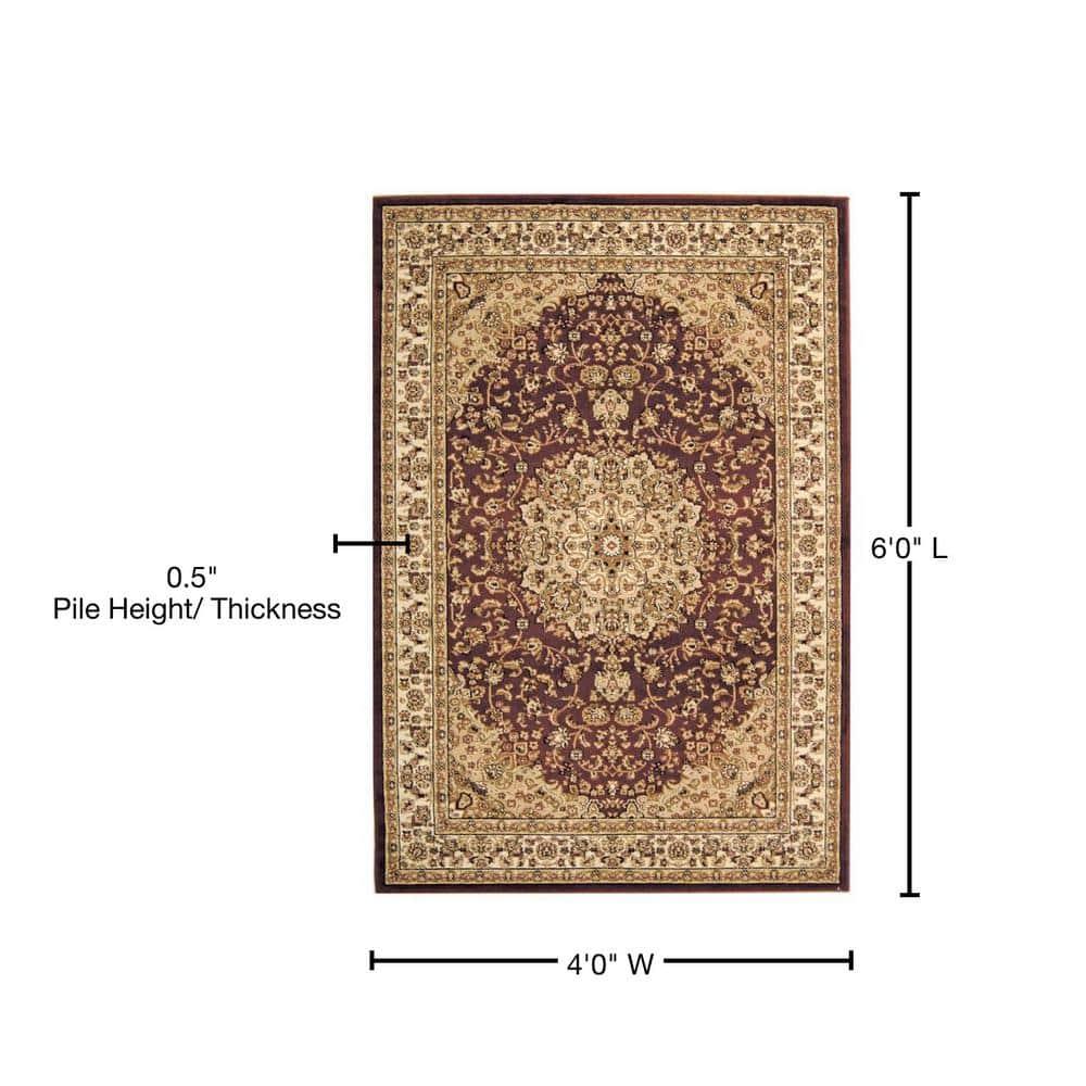 Lyndhurst LNH222 Power Loomed Area Rug - Red/Ivory - 4'x6' - Safavieh