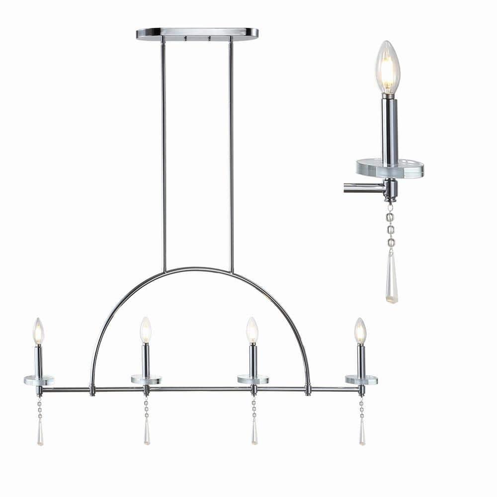 Doris 41" 4-light Linear Metal/Crystal LED Pendant, Chrome