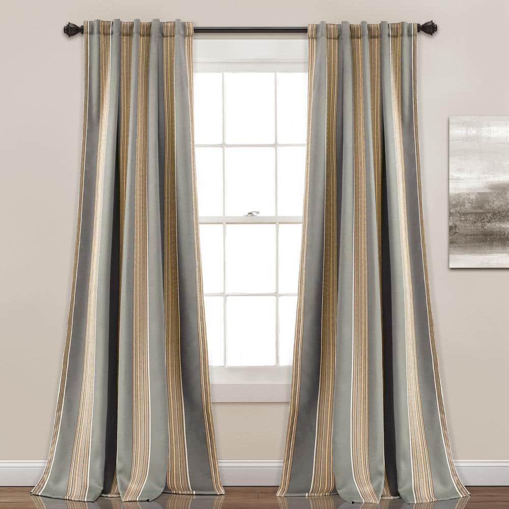 Home Boutique Julia Stripe Light Filtering Window Curtain Gray Set 52x84