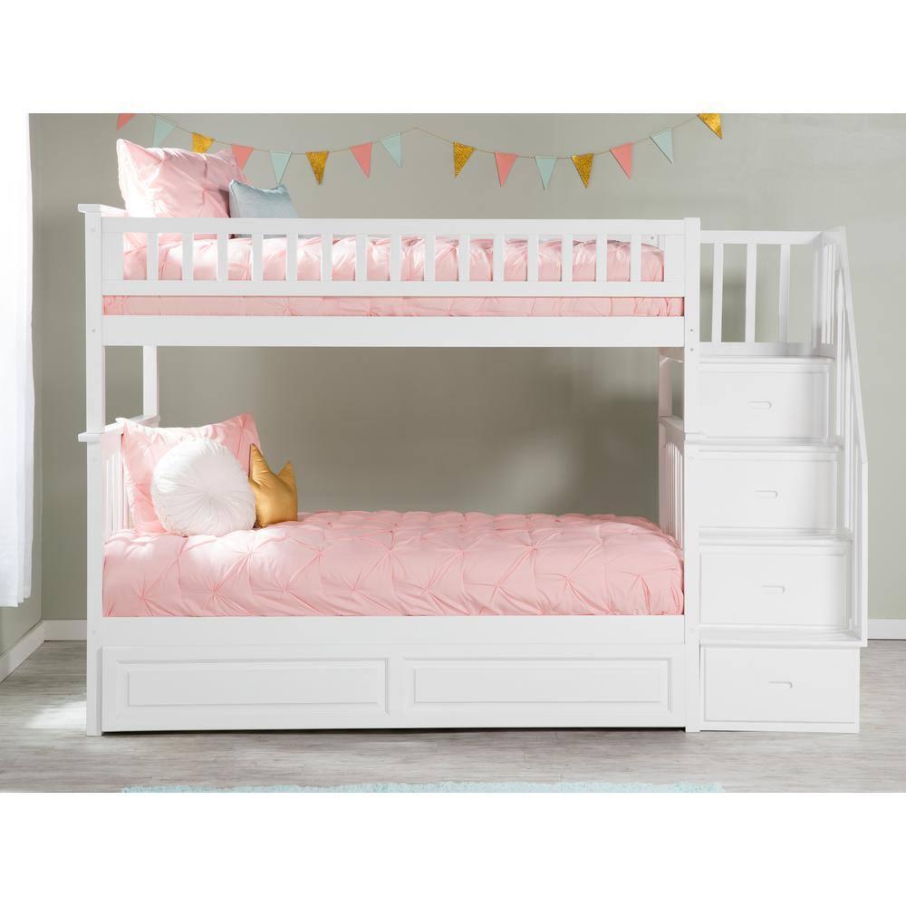 Columbia Staircase Bunk Bed Twin over Twin in Multiple Colors and Configurations