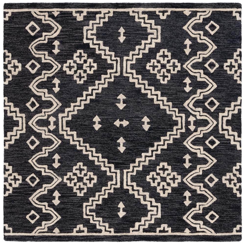 SAFAVIEH Abstract Adolf Geometric Area Rug, Black/Ivory, 6' x 6' Square