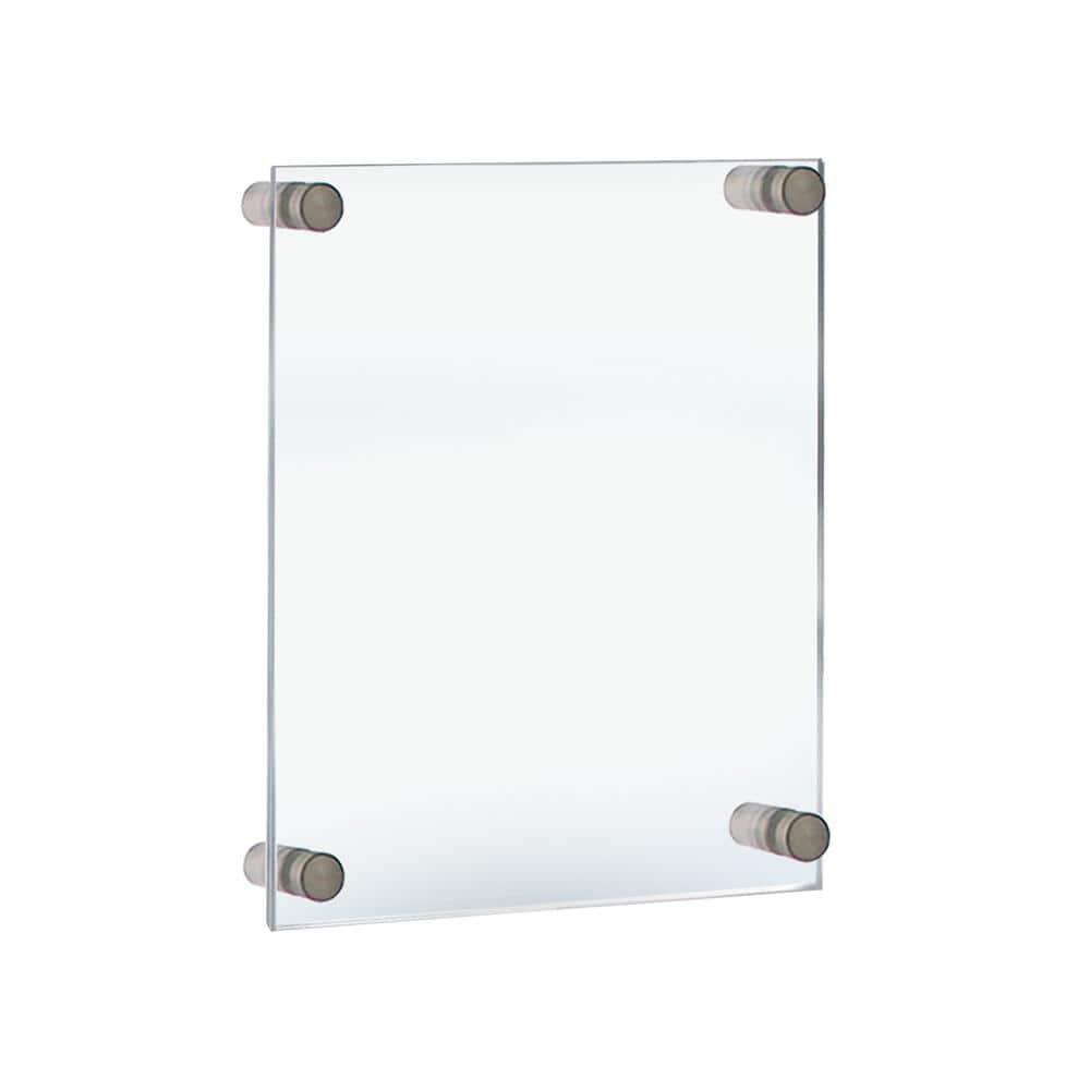 Azar Displays Floating Acrylic Wall Frame with Silver Stand Off Caps: 11" x 17" Graphic Size, Overall Frame Size: 15" x 21"