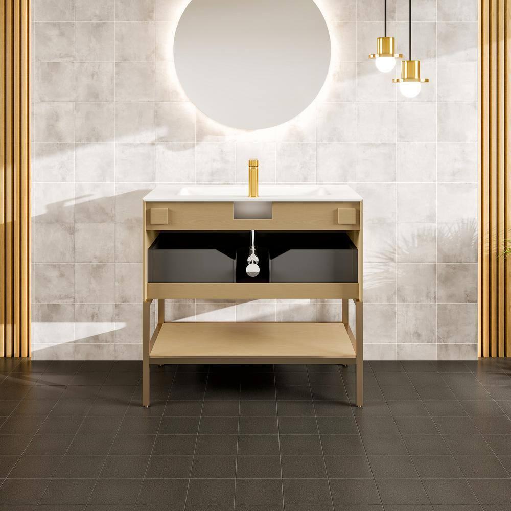 Eviva Lina 35'' Single Bathroom Vanity with Solid Surface Top