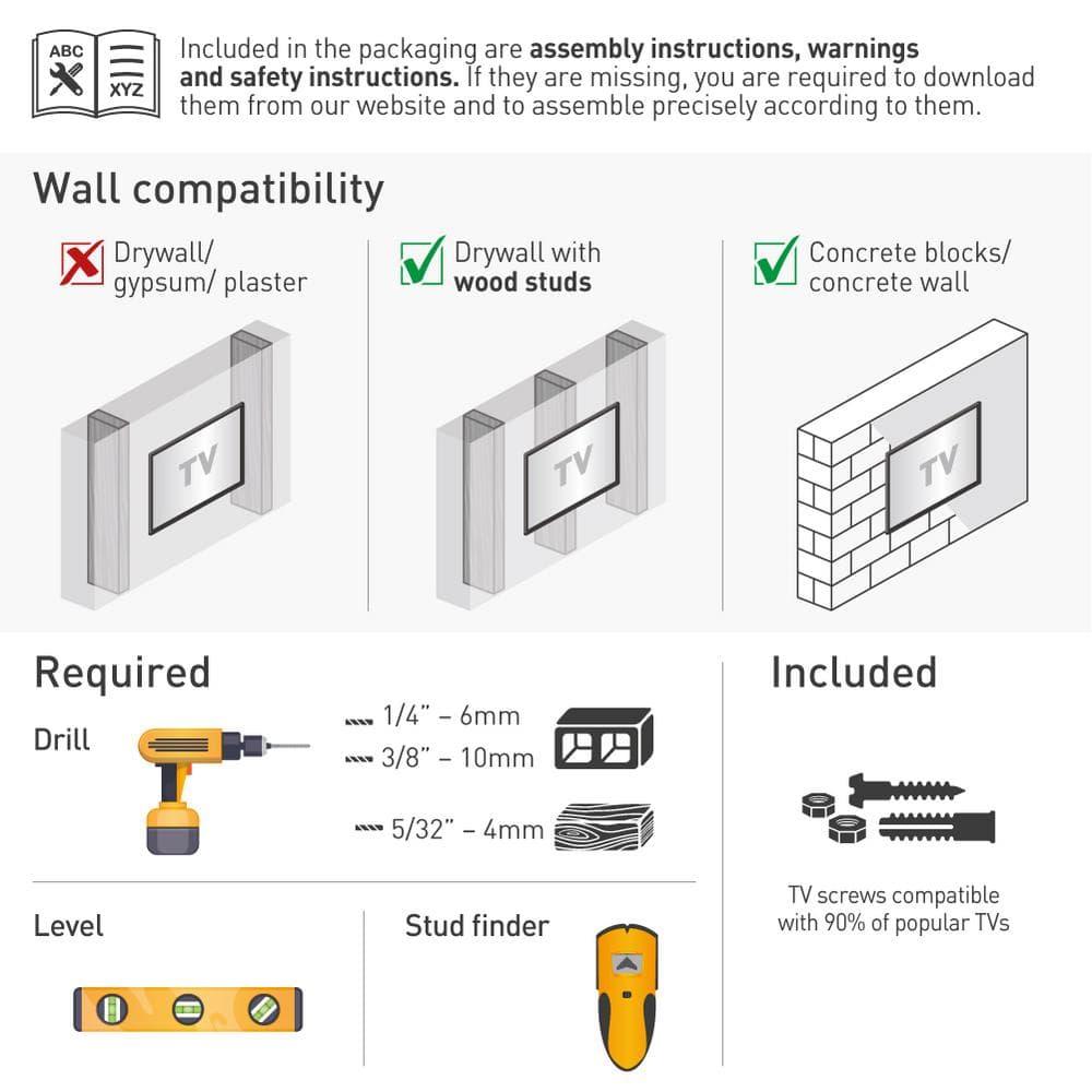 Barkan 13" - 65" Long TV Wall Mount. Full Motion - Extension, Swivel & Tilt