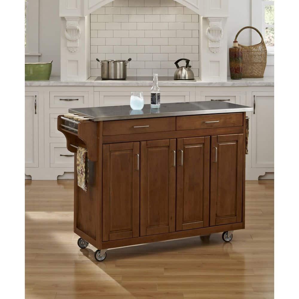 Homestyles Create-a-Cart Wood Rolling Kitchen Cart in Brown