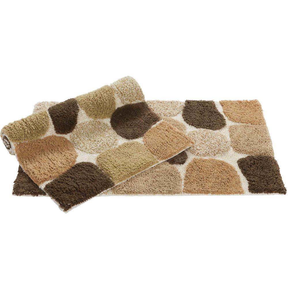 Chesapeake  Pebbles 2pc Bath Rug Set Khaki 20"x32" & 20"x32" Same Size Set