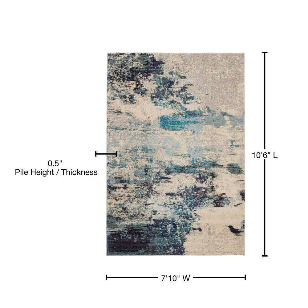 Nourison Celestial CES02 Ivory/Teal Blue Area Rug 7'10" x 10'6"