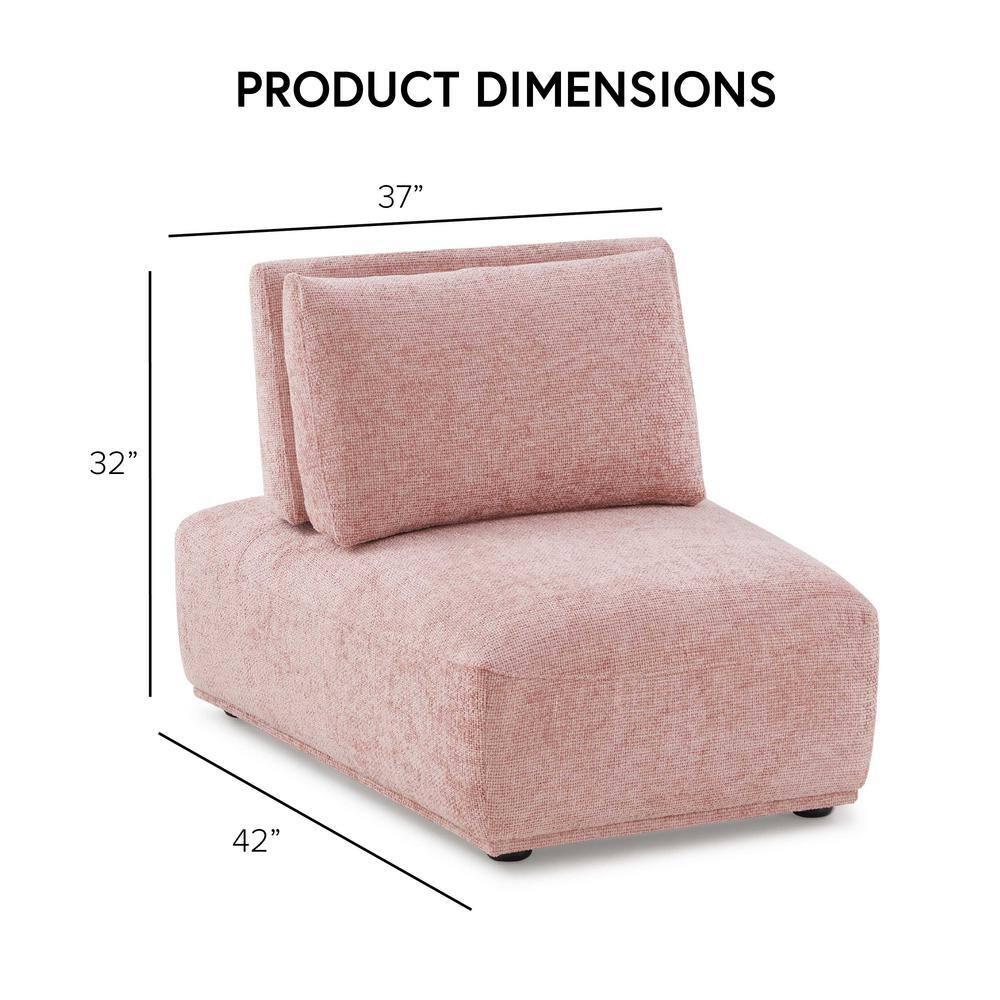 HOMES: Inside + Out Povoa Modern Modular Trapezoidal Armless Chair Chenille with Extendable Backrest Gray