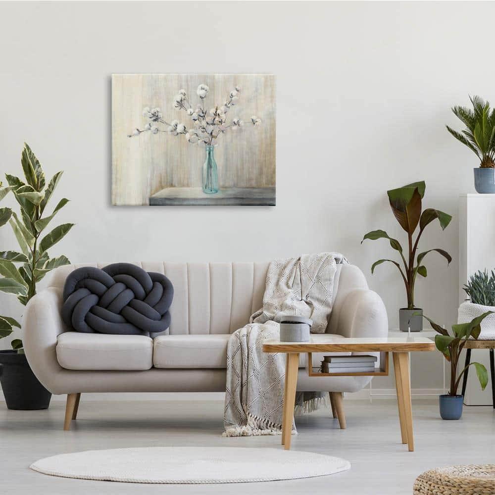 Stupell Industries Beautiful Cotton Flower Grey Brown Painting Canvas Wall Art by Julia Purinton