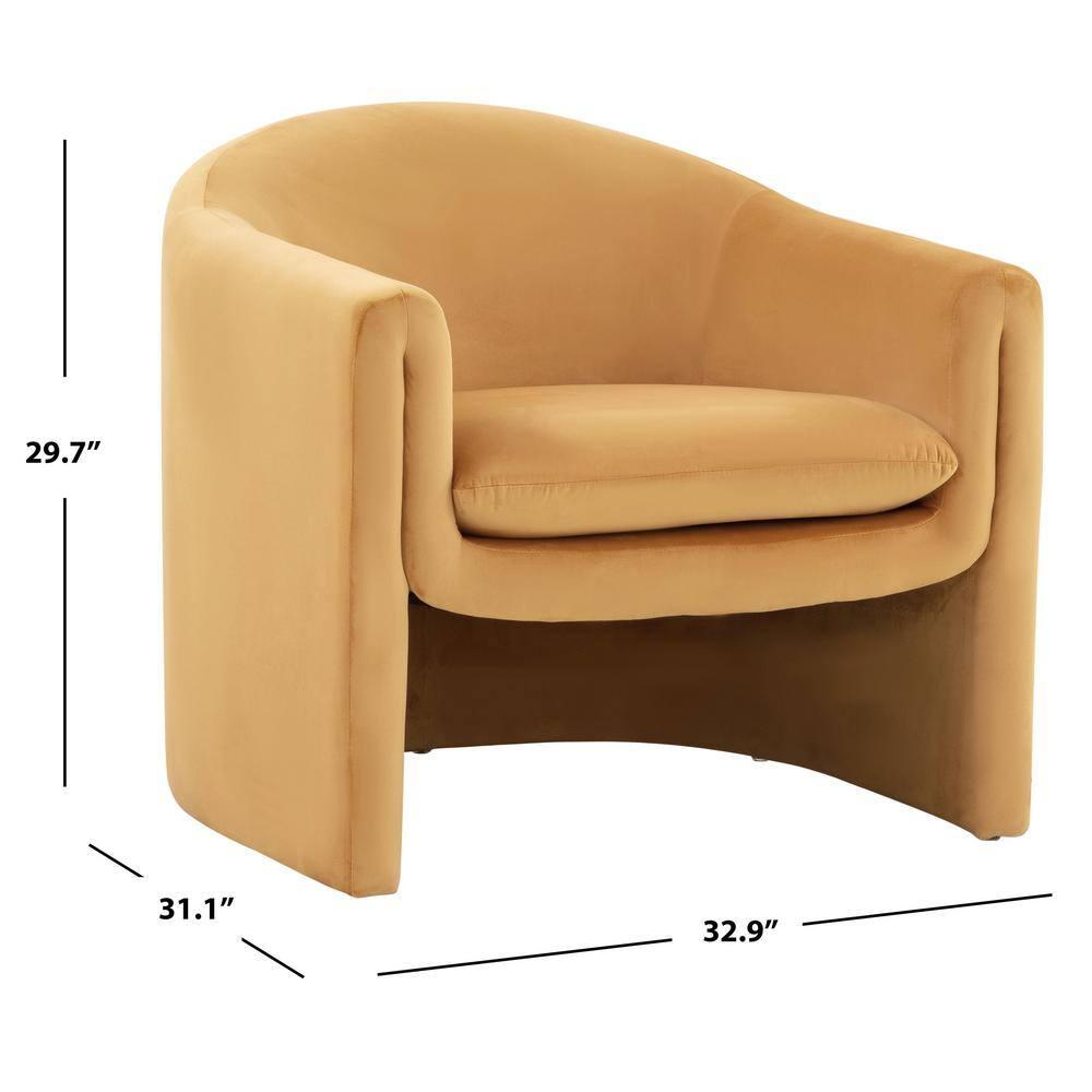SAFAVIEH Couture Laylette Modern Velvet Solid Accent Chair, Pumpkin Orange