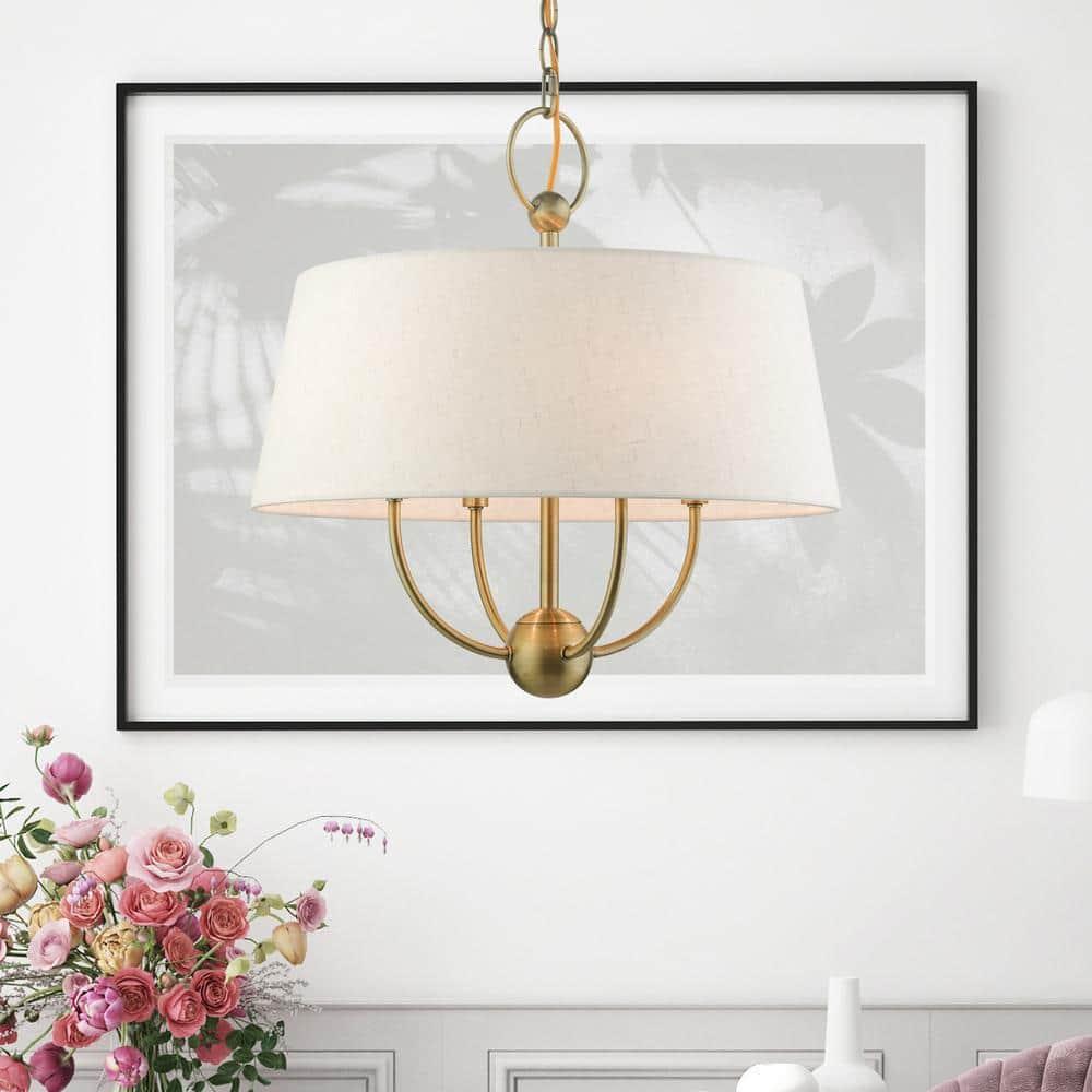 Livex Lighting Cartwright 4 - Light Pendant in  Antique Brass
