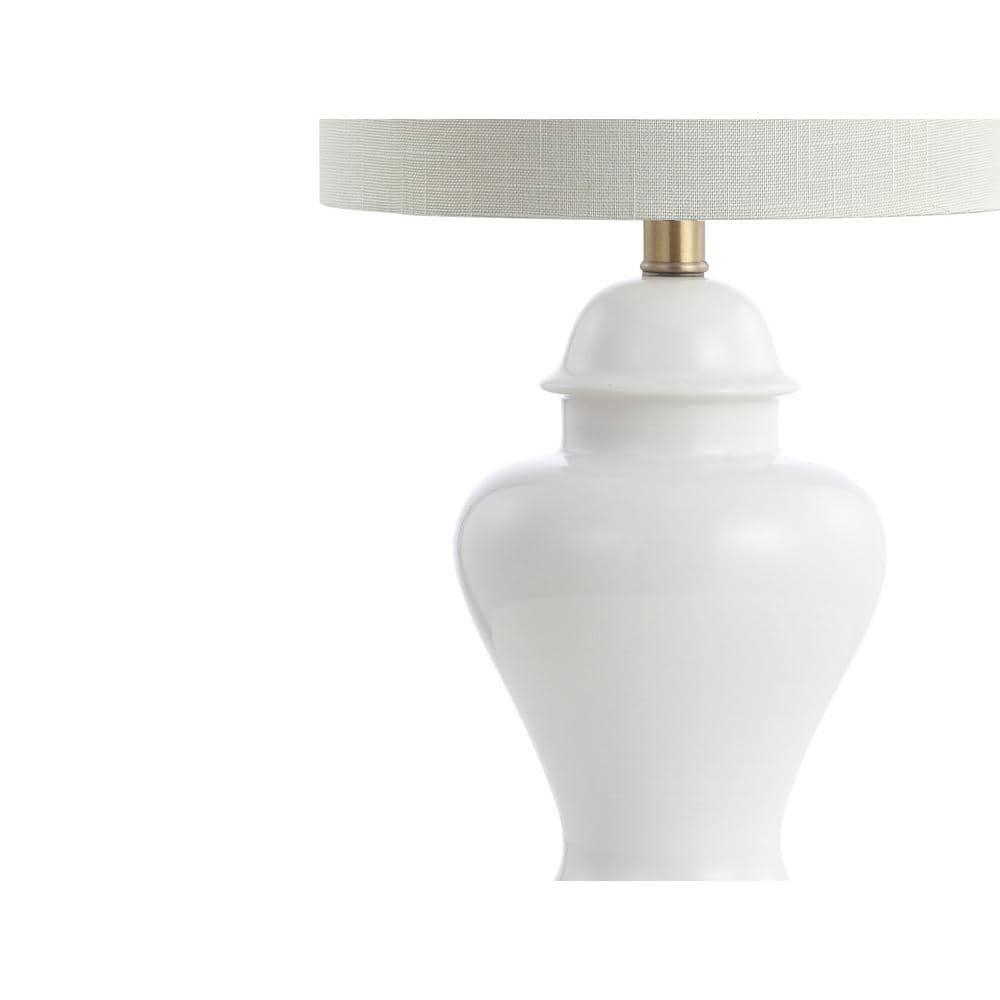 Qin 22 in. Ceramic/Iron Classic Cottage LED Table Lamp Set of 2, White