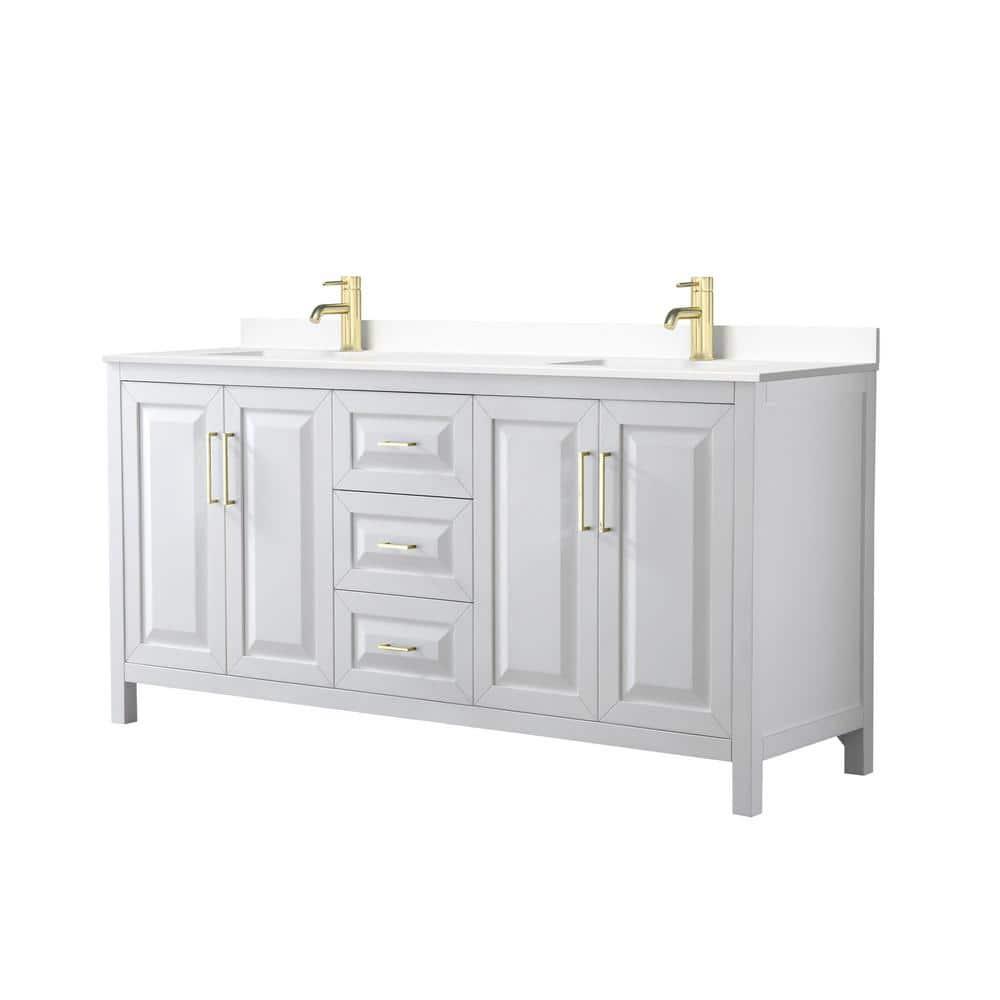 Wyndham Collection Daria 72'' Double Bathroom Vanity with Carrara Marble Top