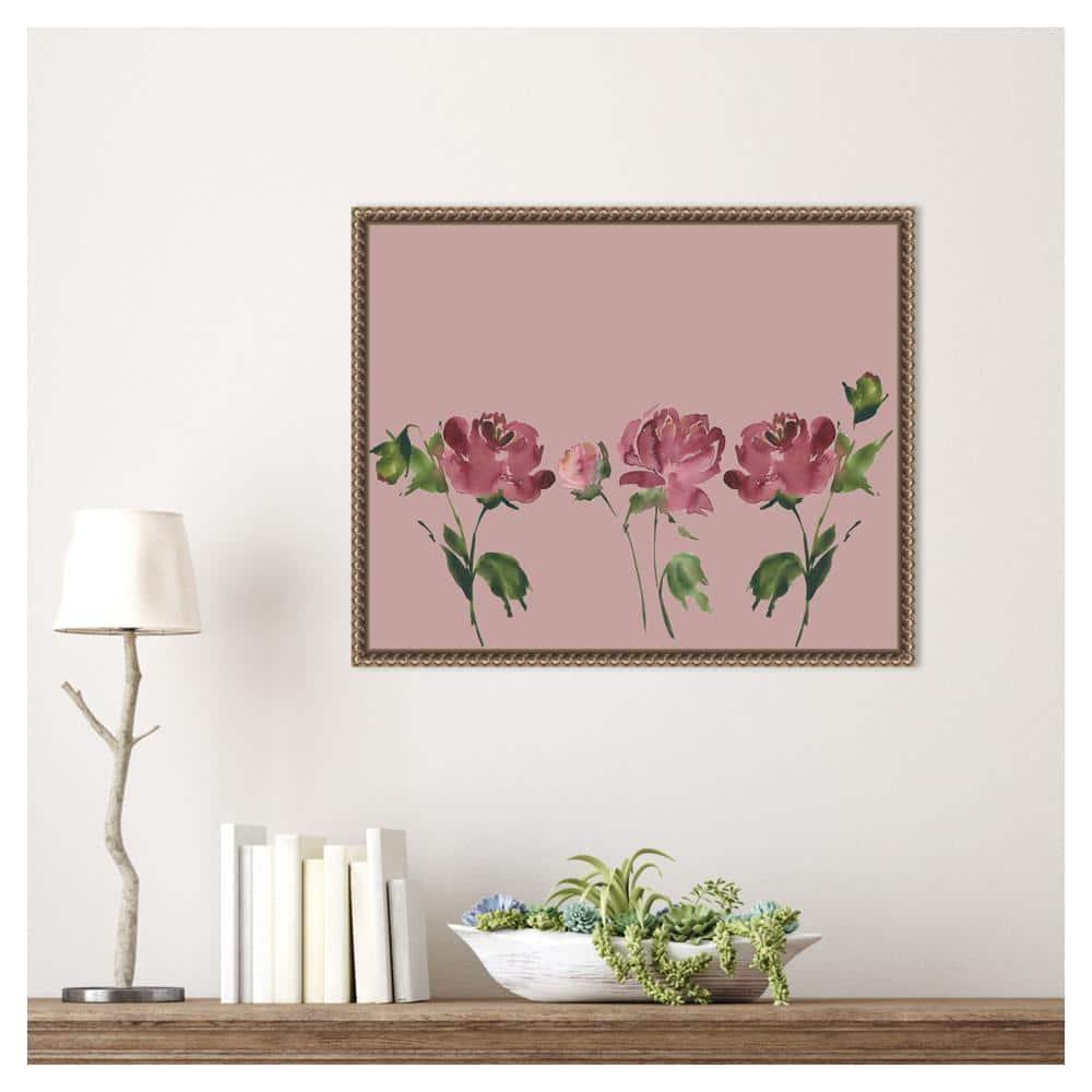 Amanti Art Trio Of Peony Blossoms by Lucille Price Canvas Wall Art Print Framed 20 x 16-in.