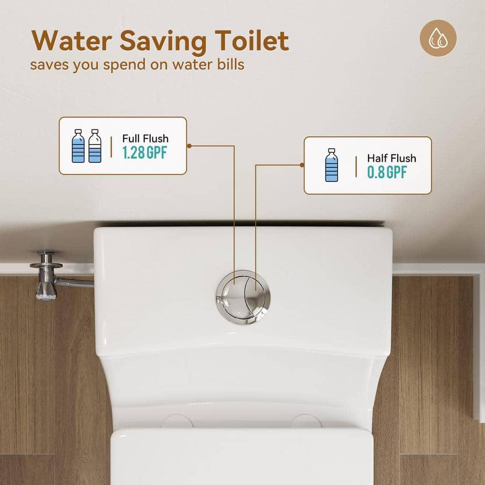 Greta Tornado Powerful Flush One-Piece Toilet, 1.28 GPF Elongated Floor Mounted