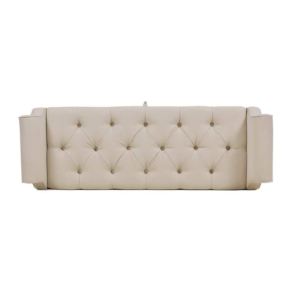 Jacqueline Tufted Roll Arm Storage Bench Sky Neutral