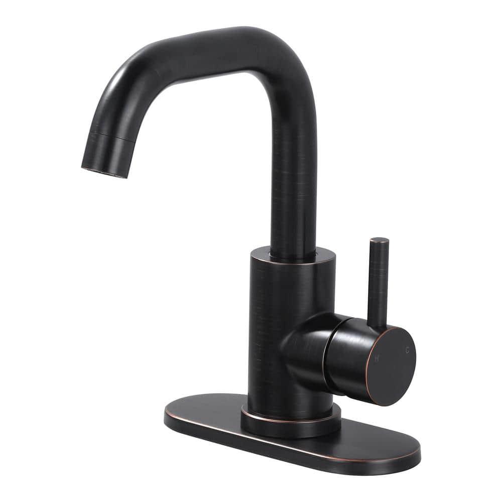 Single Handle Stainless Steel Bar Faucet With Supply Lines And Deckplate