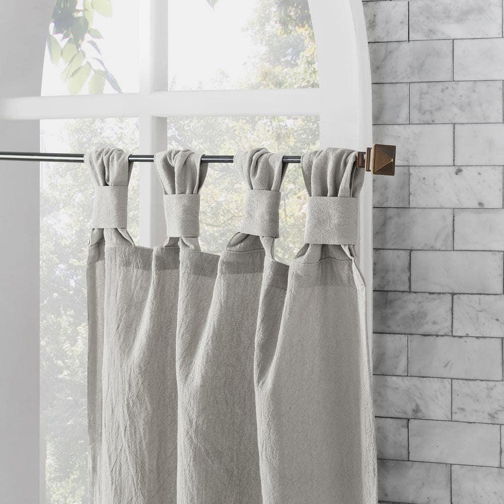 2pc 52"x36" Archaeo Washed Cotton Twist Tab Cafe Curtain Tier Pair Silver Gray: Kitchen Curtains, 36 Inch Length