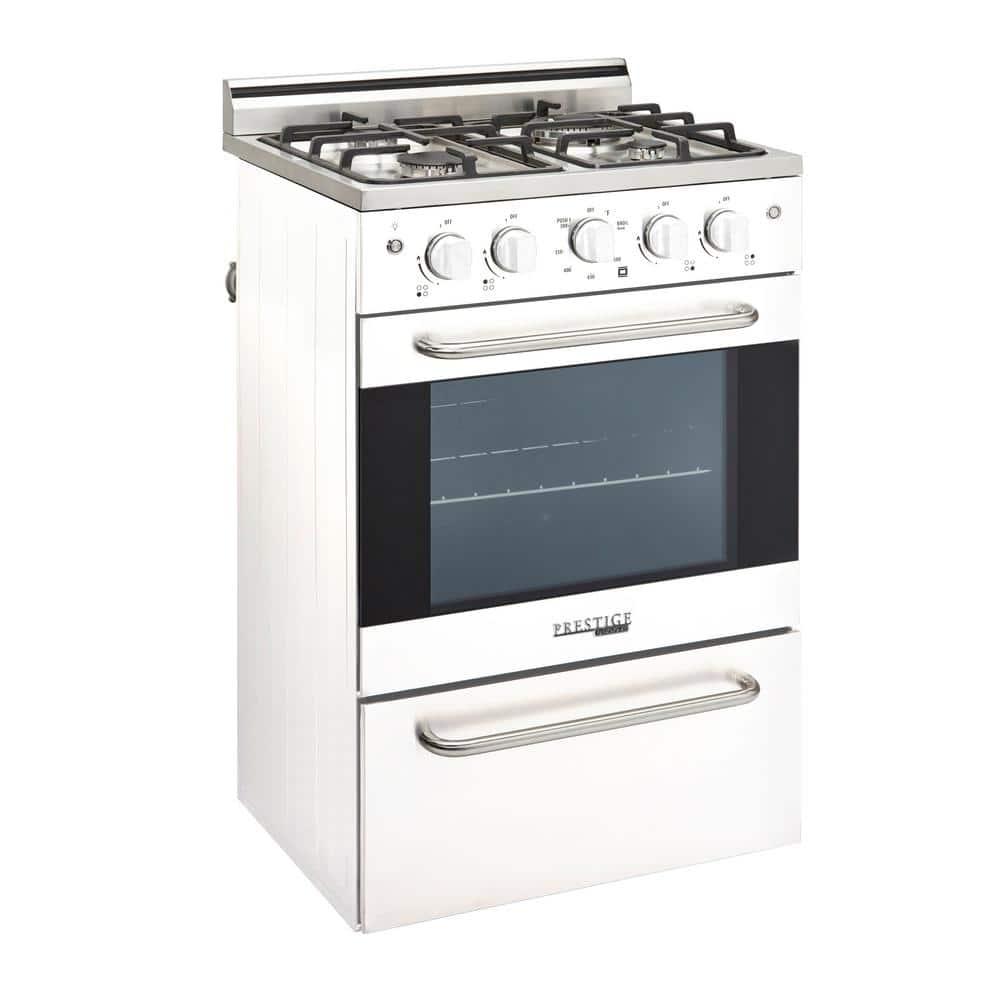 Unique Prestige 24” 2.3 cu ft Double Oven Gas Range in White
