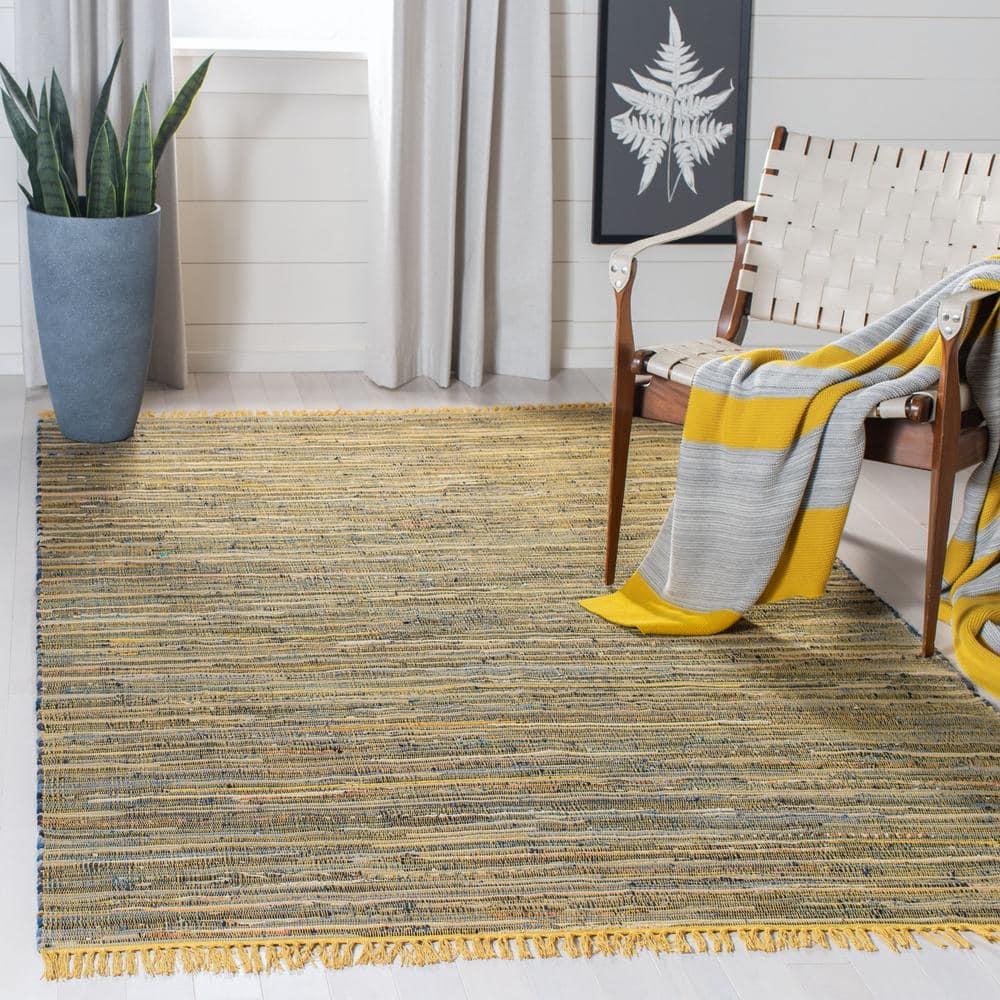 SAFAVIEH Rag Candis Striped Cotton Area Rug, Yellow/Multi, 2' x 3'