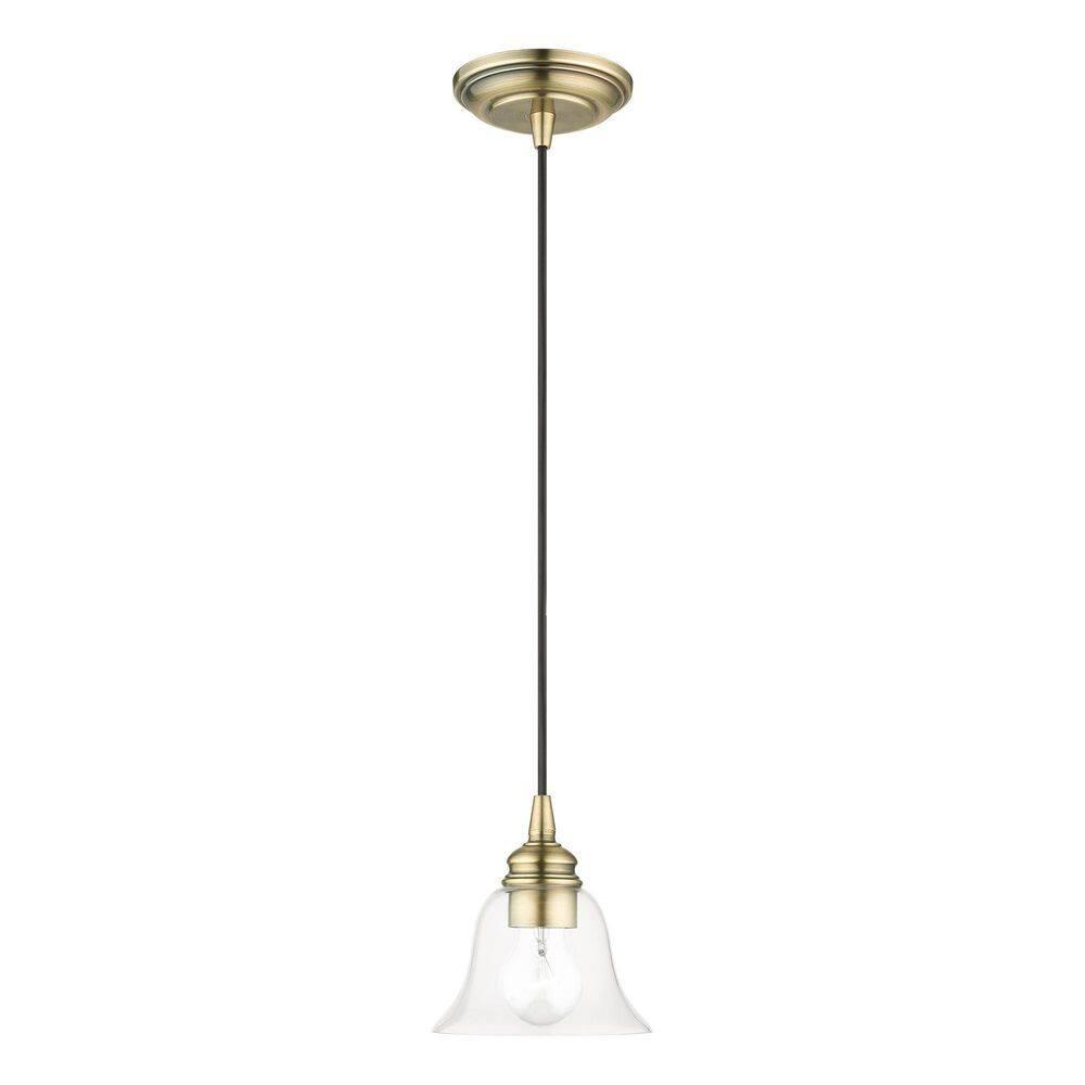 Livex Lighting Moreland 1 - Light Pendant in Antique Brass