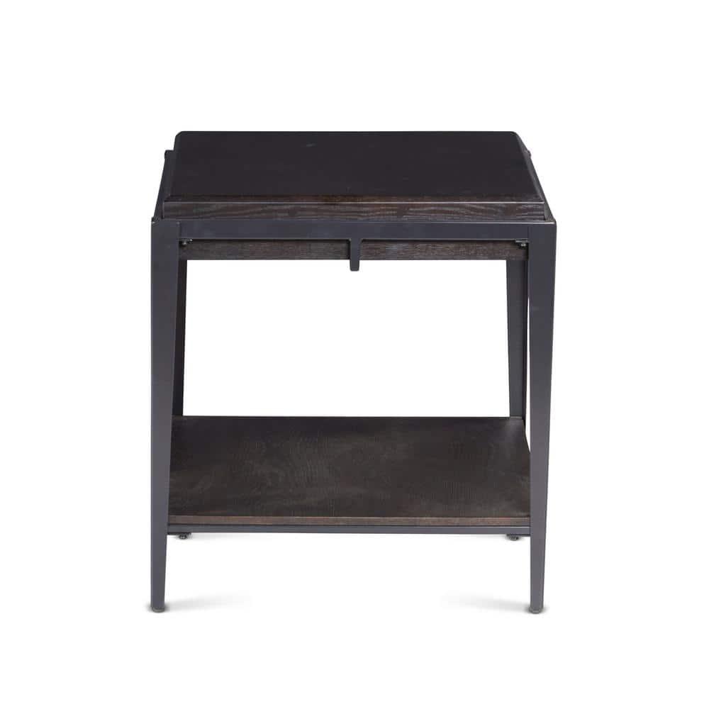 Waco End Table Espresso - Steve Silver Co.: Ash Veneer, Iron Frame, Glass Insert, Shelf