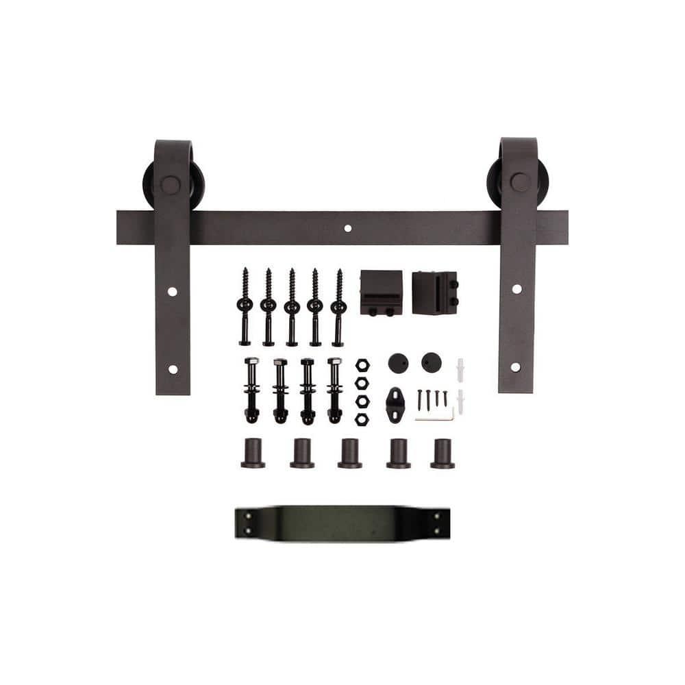 Paneled Wood and Metal K Series DIY Knotty Barn Door with Installation Hardware Kit