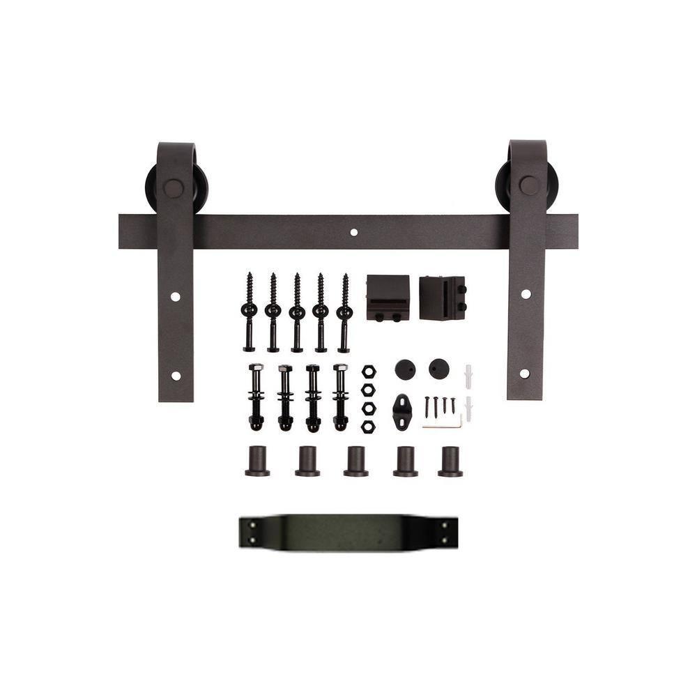 Paneled Wood and Metal K Series DIY Knotty Barn Door with Installation Hardware Kit