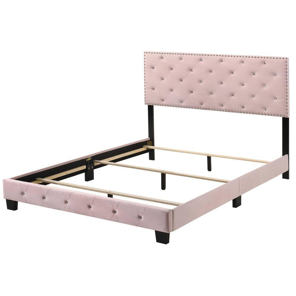 Passion Furniture Suffolk Pink Queen Panel Bed