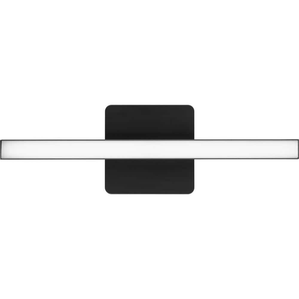 Progress Lighting Phase 4 1-Light LED Linear Vanity Light, Matte Black, Rectangular Acrylic Shade