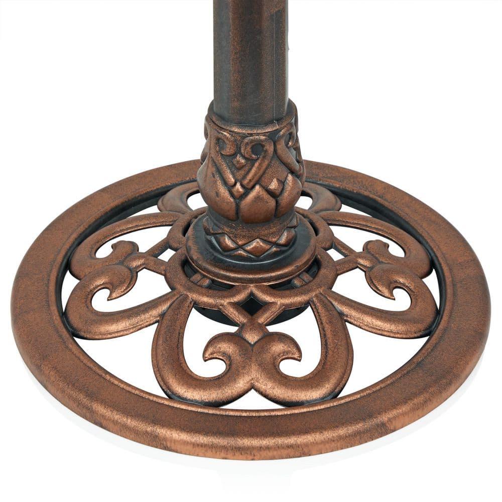 Alpine Pedestal Birdbath with Scrollwork Base and Stakes