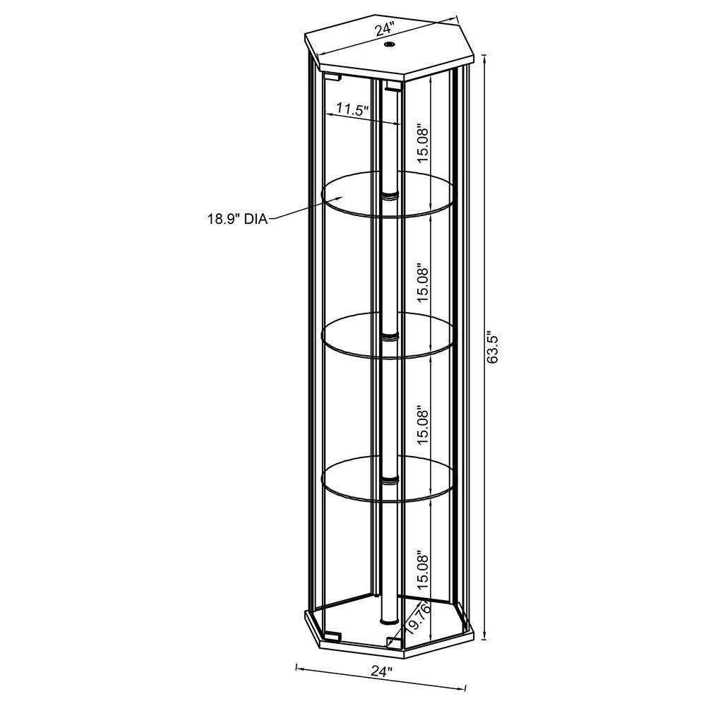 Coaster Zahavah Modern 4 Shelf Hexagon Shaped Glass Curio Cabinet White/Clear