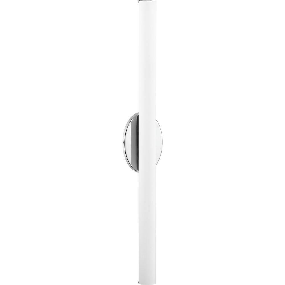Progress Lighting Parallel 1-Light LED Bath Vanity Fixture, Steel, Polished Chrome, Opal Glass Shade