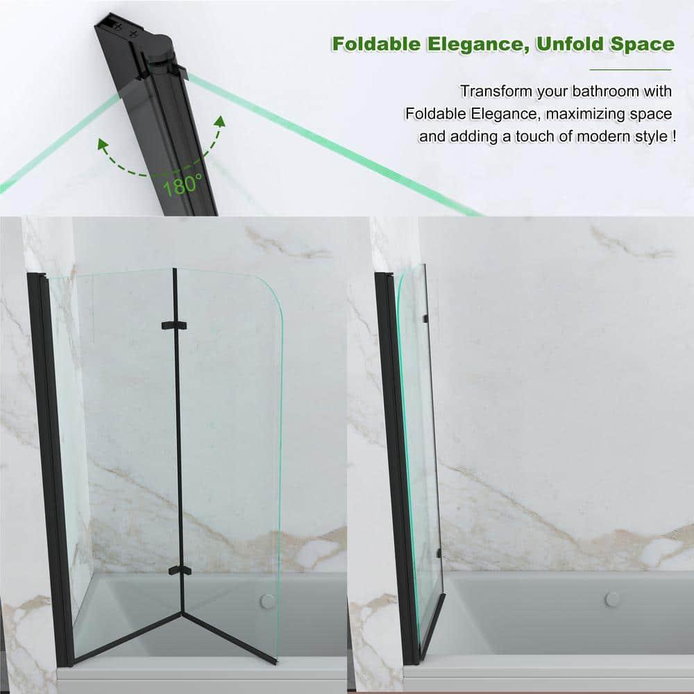 Jraty Glass 43" W x 55" H Frameless Tub Door