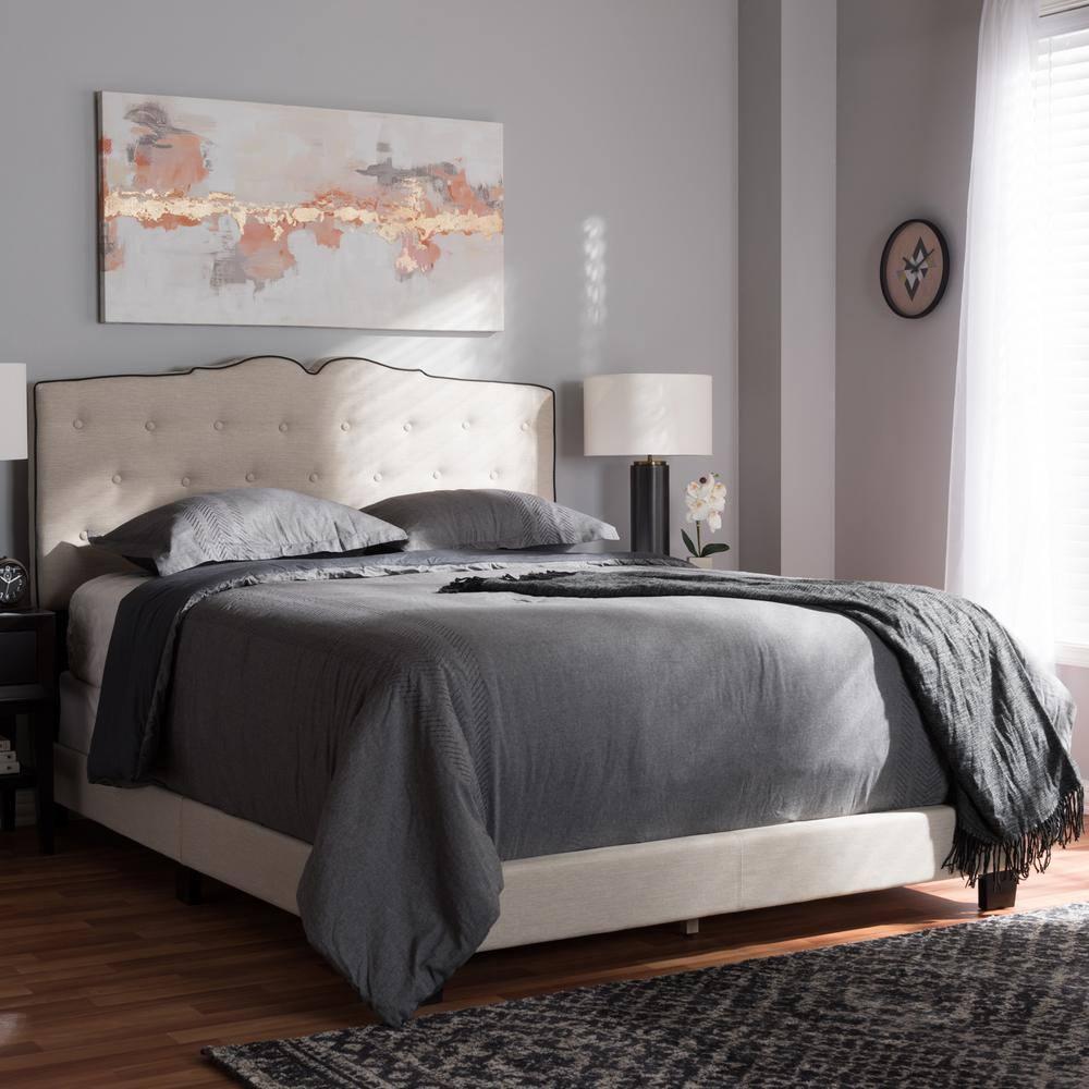 Full Vivienne Modern Bed with Headboard & Box Spring Support - Baxton Studio