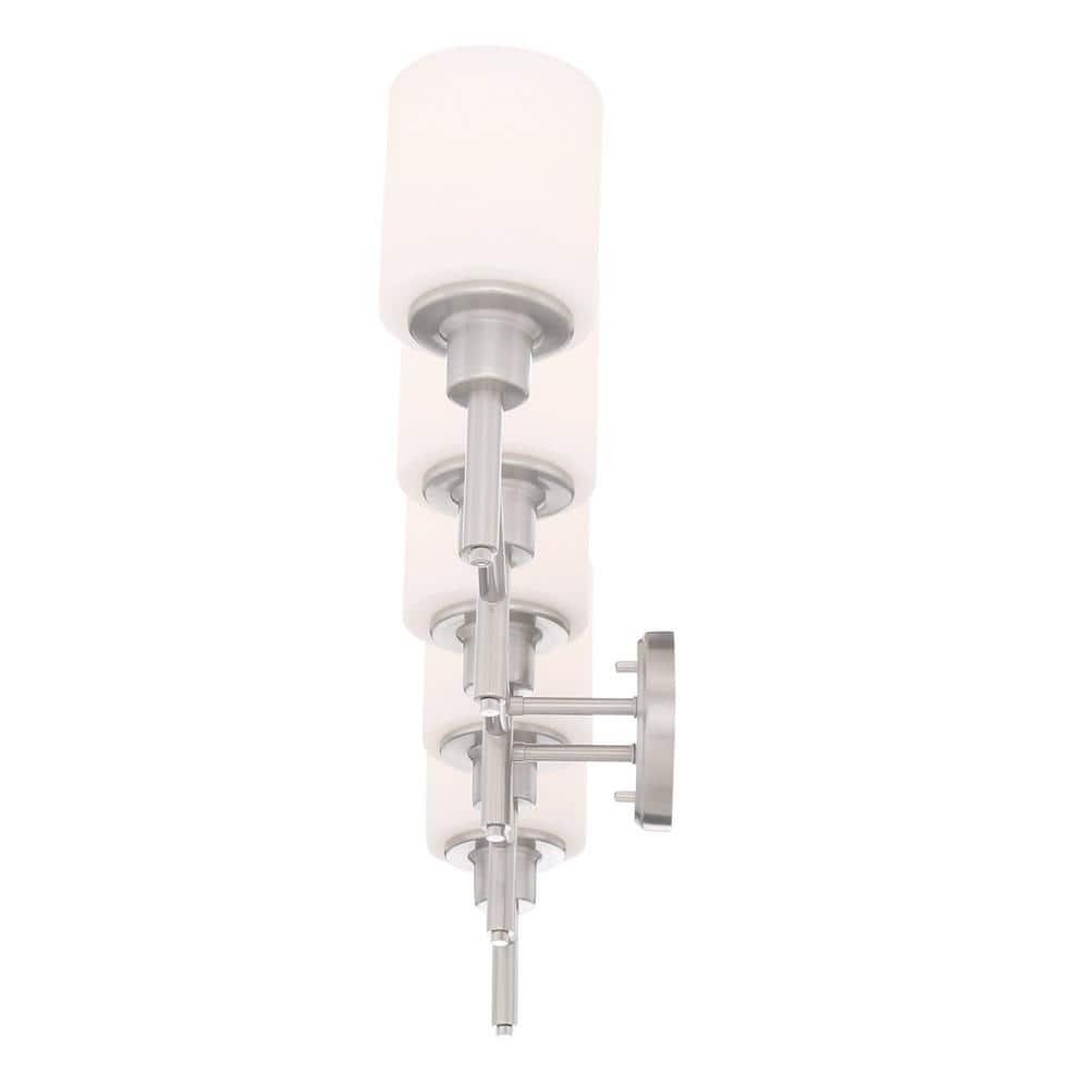 Design House 556225 Aubrey Transitional 5-Light Indoor Bathroom Vanity Light Dimmable Frosted Glass for Over the Mirror, Satin Nickel