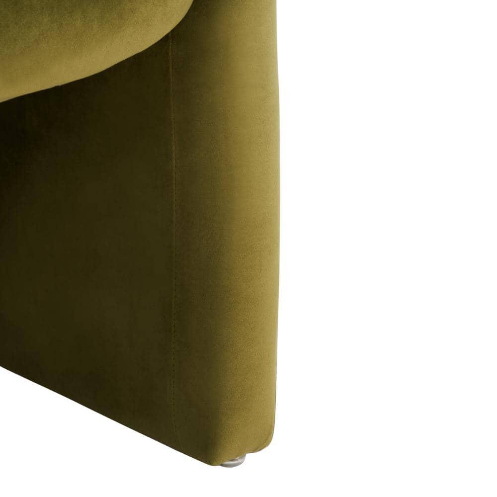SAFAVIEH Couture Laylette Collection Modern Wood Fabric Foam Metal Solid Print Accent Chair, Olive Green