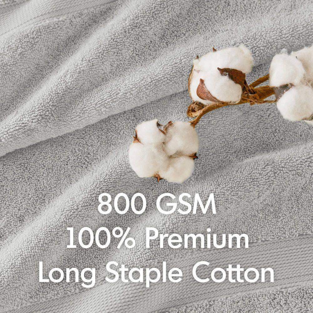 8pc Cotton Bath Towel Set Silver: Madison Park, Heavyweight Terry, OEKO-TEX Certified