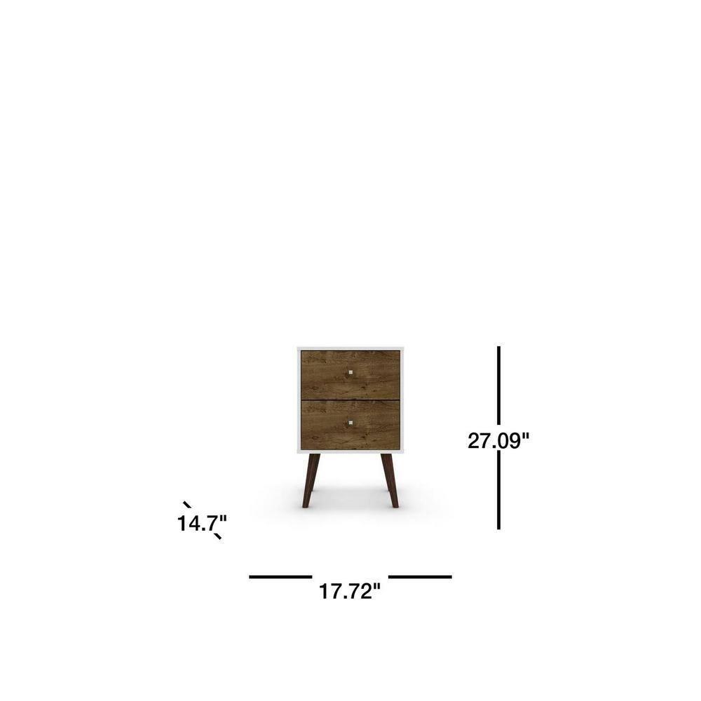 Liberty 2.0 Mid Century Modern Nightstand White/Rustic Brown - Manhattan Comfort