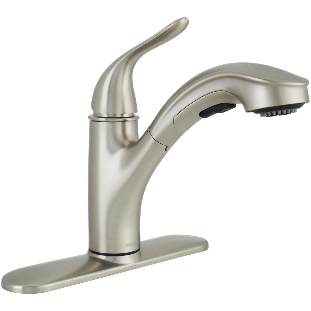 MOEN Brecklyn Single-Handle Pull-Out Sprayer Kitchen Faucet with Power Clean in Spot Resist Stainless
