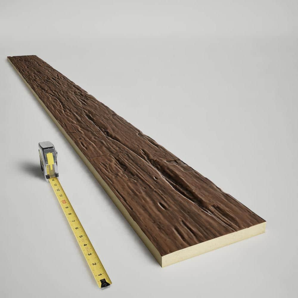 Aged Faux Wood Beam Plank in Dark Brown Finish