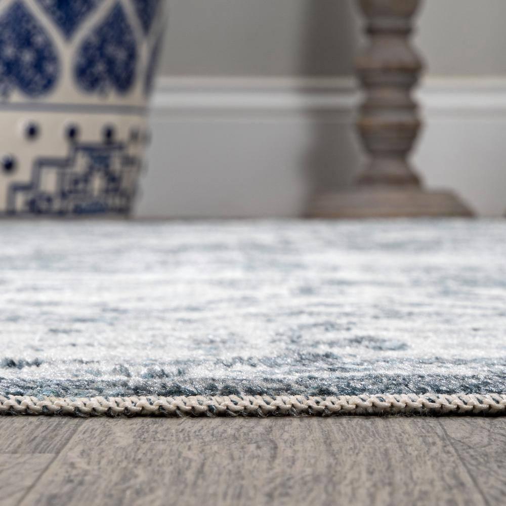 JONATHAN Y Keesha Bold Distressed Medallion Low-Pile Machine-Washable Cream/Blue 3 ft. x 5 ft. Area Rug