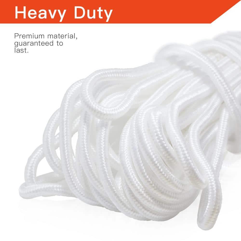 Anley 50 Ft Flag Halyard Rope (1/4 In), Suitable for Climbing, Swing, Camping Tent, Clothesline and Boats - Double Braided, Compatible with Flagpoles Up To 25 Feet (White)