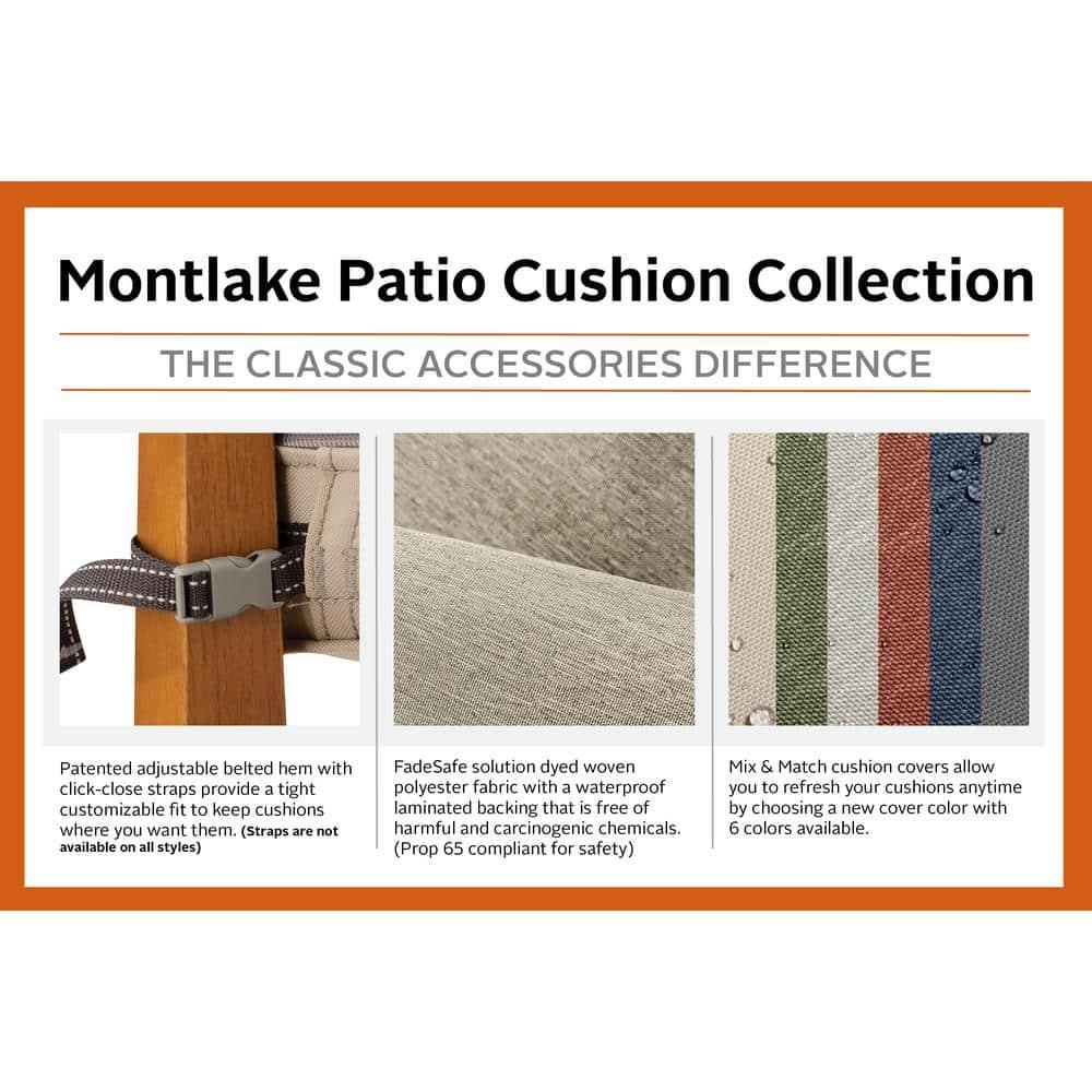 Classic Accessories Montlake FadeSafe Water-Resistant Patio Lounge Chair/Loveseat Cushion, 23 x 23 x 5 inch, Light Charcoal