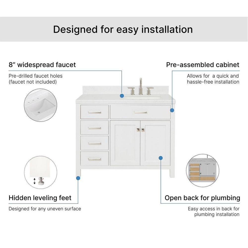 Ariel H036slcqrvo Bristol 36" Free Standing Single Basin Vanity Set - White