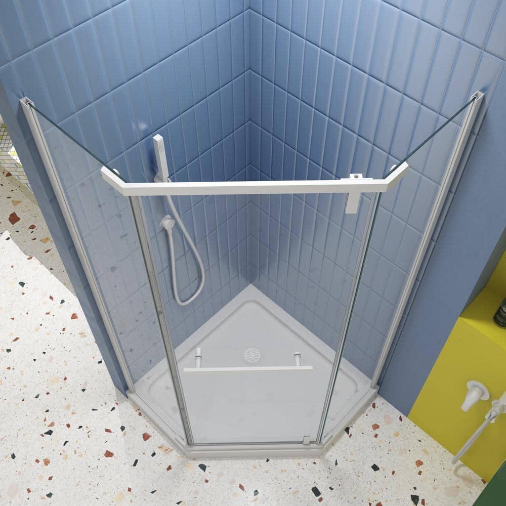 Matte White Semi-Frameless Neo-Angle Pivot Shower Enclosure