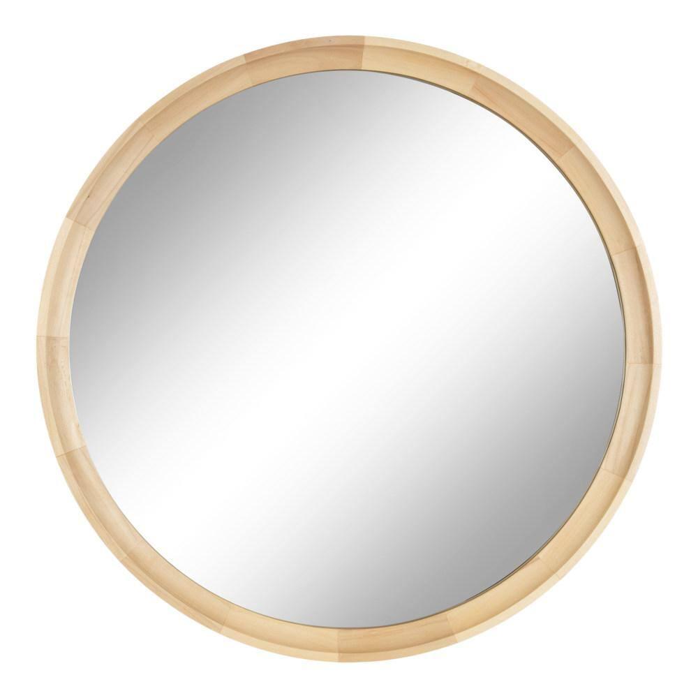 Kate and Laurel Hatherleig Round Wood Round Mirror, 30" Diameter, Natural