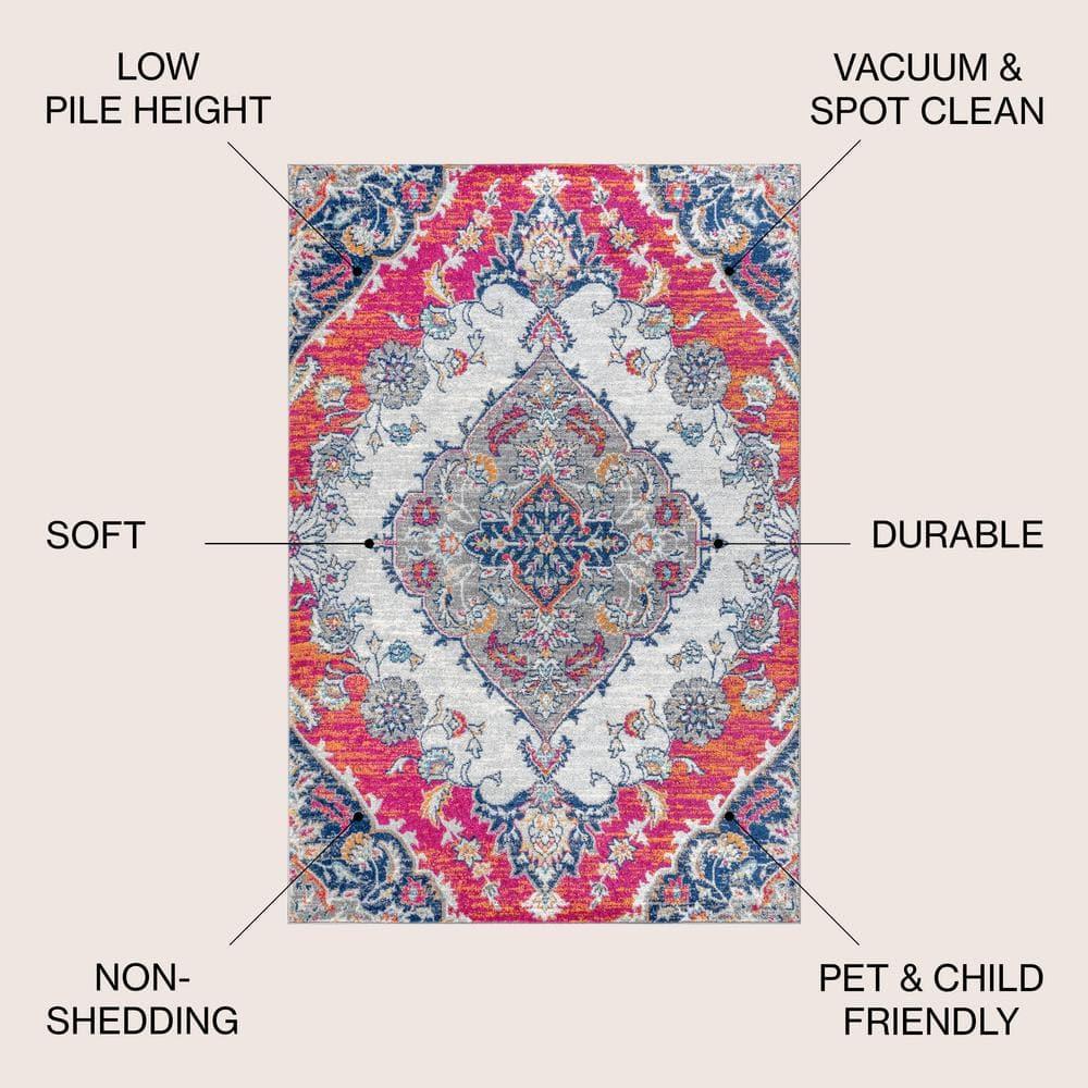 JONATHAN Y Bohemian FLAIR Boho Vintage Medallion Blue/Multi 4 ft. x 6 ft. Area Rug