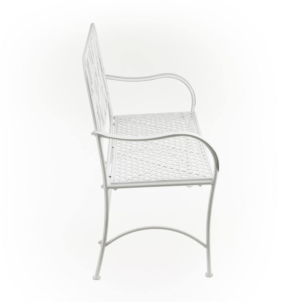36" x 45" Daisy Metal Garden Bench White - Alpine Corporation