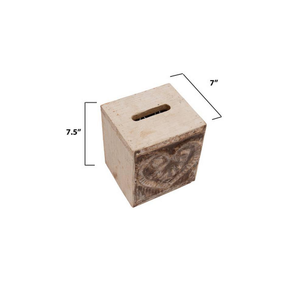 Creative Co-Op Wood & Metal "Bless You" Tissue Box Cover